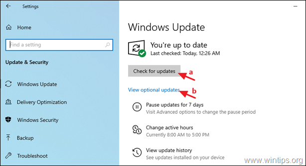 verificați actualizările Windows 10