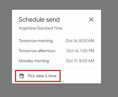 Naplánujte si čas Gmailu