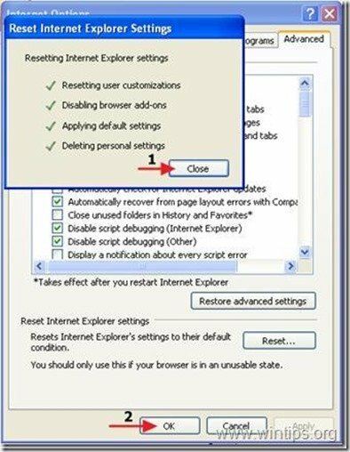 Internet Explorer atiestatīšanas izeja
