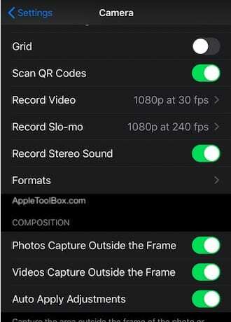 iPhone 11 Pro पर फ़्रेम के बाहर कैप्चर का उपयोग करें