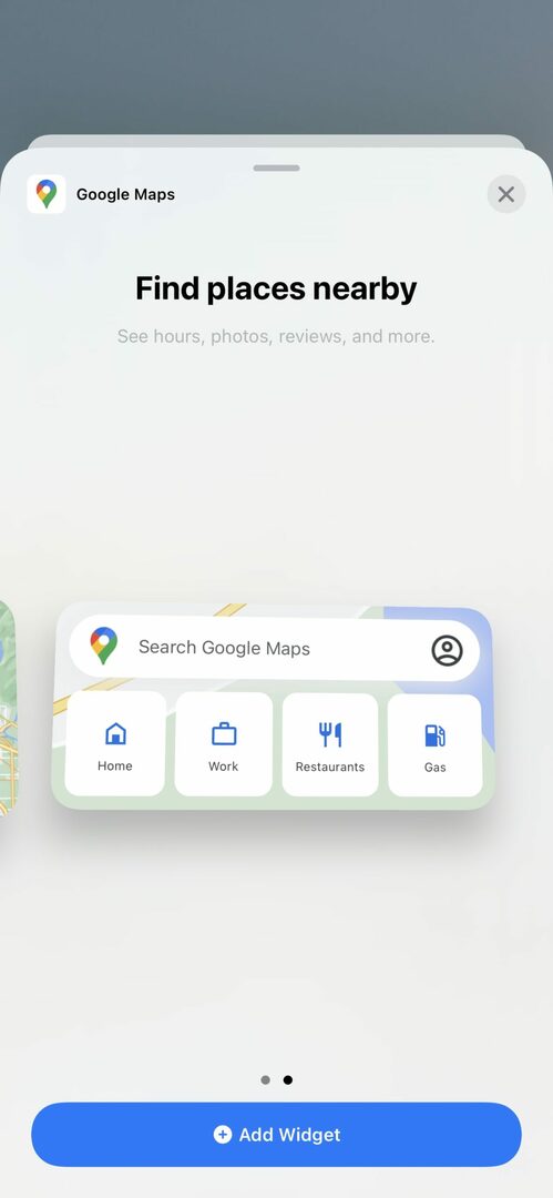Käytä Google Maps -widgetiä iPhone 2:ssa