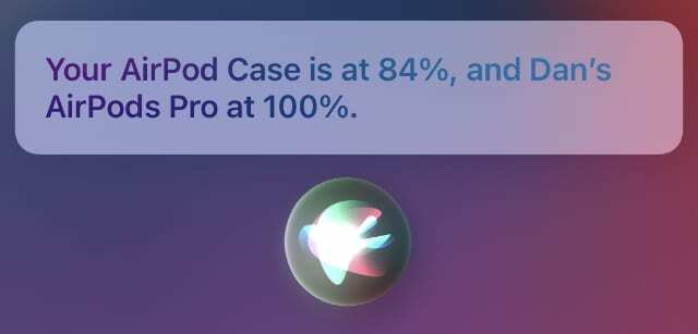 Siri проверява нивото на батерията на AirPods