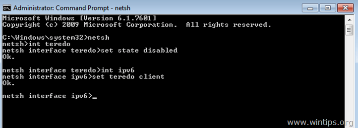 Ενεργοποιήστε το Teredo Client χρησιμοποιώντας την εντολή NETSH