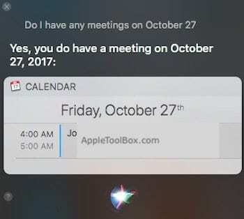 Usando o Siri para consultar o calendário do seu MacBook