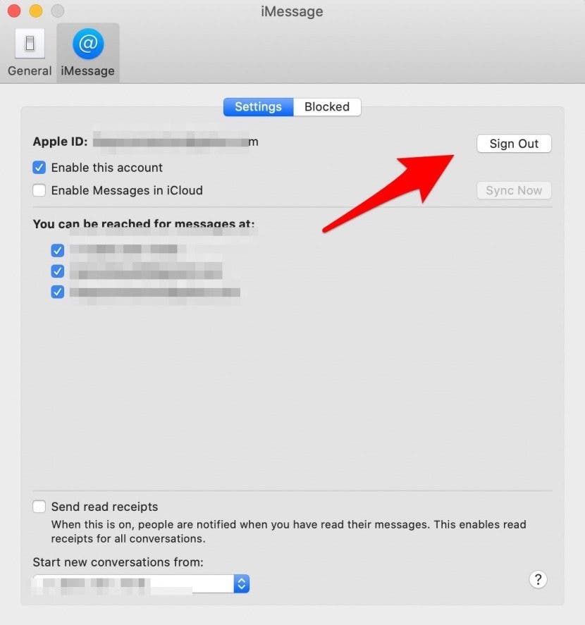 disattiva imessage mac