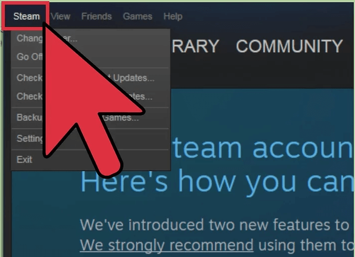 Kliknij na Steam