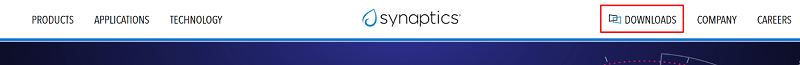 Offizielle Website von Synaptics – Klicken Sie auf Downloads