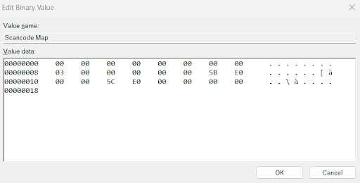 Scancode Map binær værdi