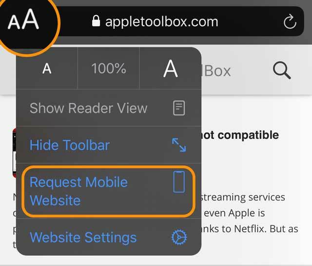 Pakeiskite svetainę, kad pateiktumėte užklausą dėl svetainės mobiliesiems versijos iOS 13