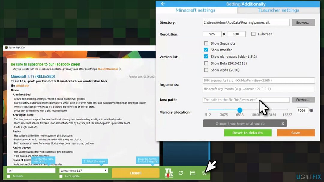 Geben Sie den Java-Pfad im Minecraft-Launcher an