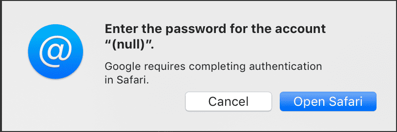 Safariを使用して認証するためのパスワードを入力します