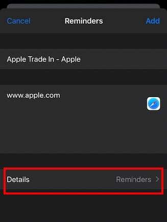 Tambahkan detail ke item Pengingat di iPadOS