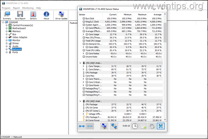 Herramienta de monitoreo de hardware HWiNFO64