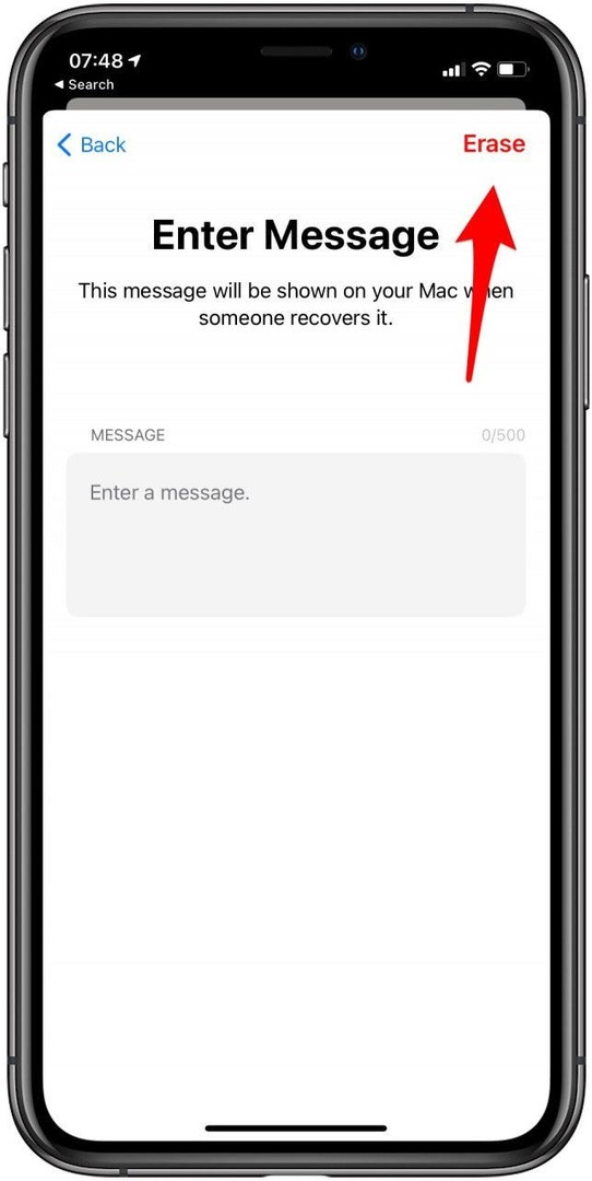Zadajte voliteľnú správu a klepnite na Vymazať v pravom hornom rohu