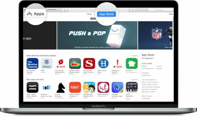 App Store i iTunes på en Mac