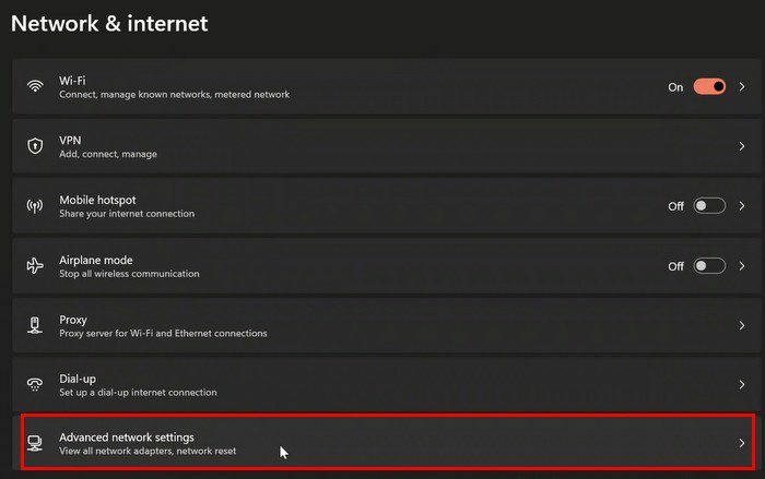 Προηγμένες ρυθμίσεις δικτύου των Windows 11
