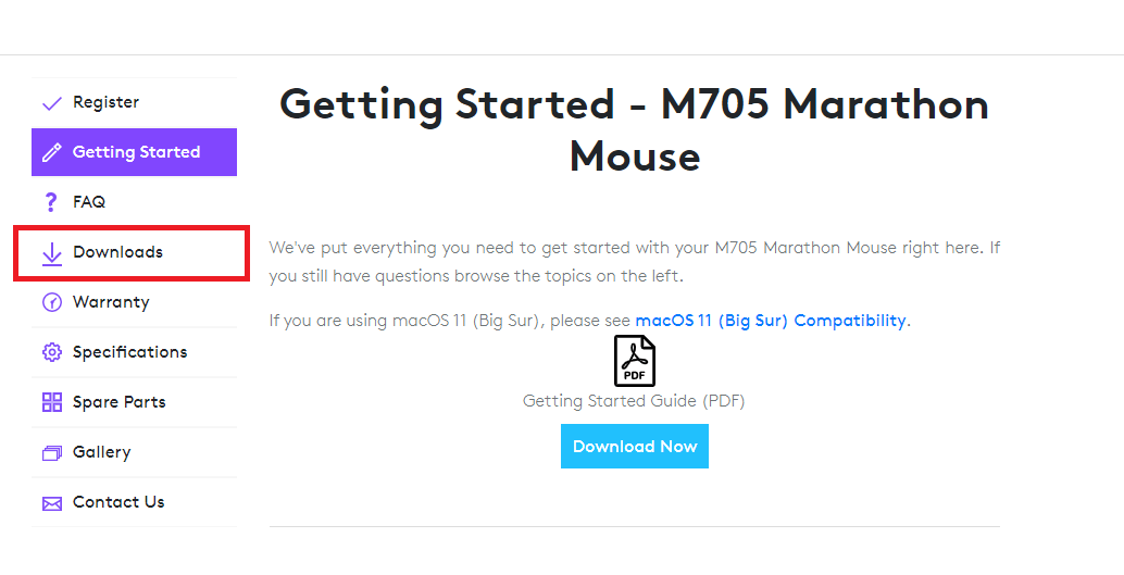 [ダウンロード] をクリックして、M705 ドライバーを入手します。