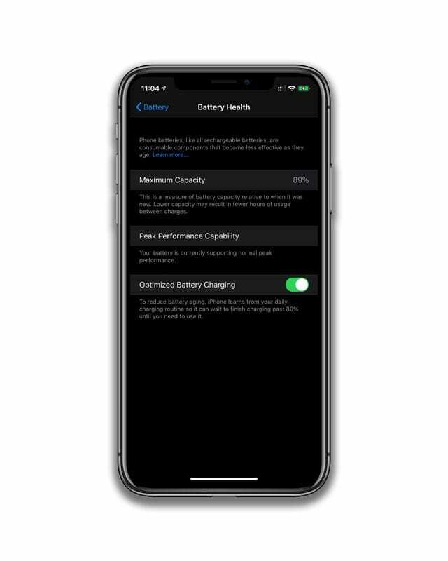 Configuración de estado de la batería del iPhone