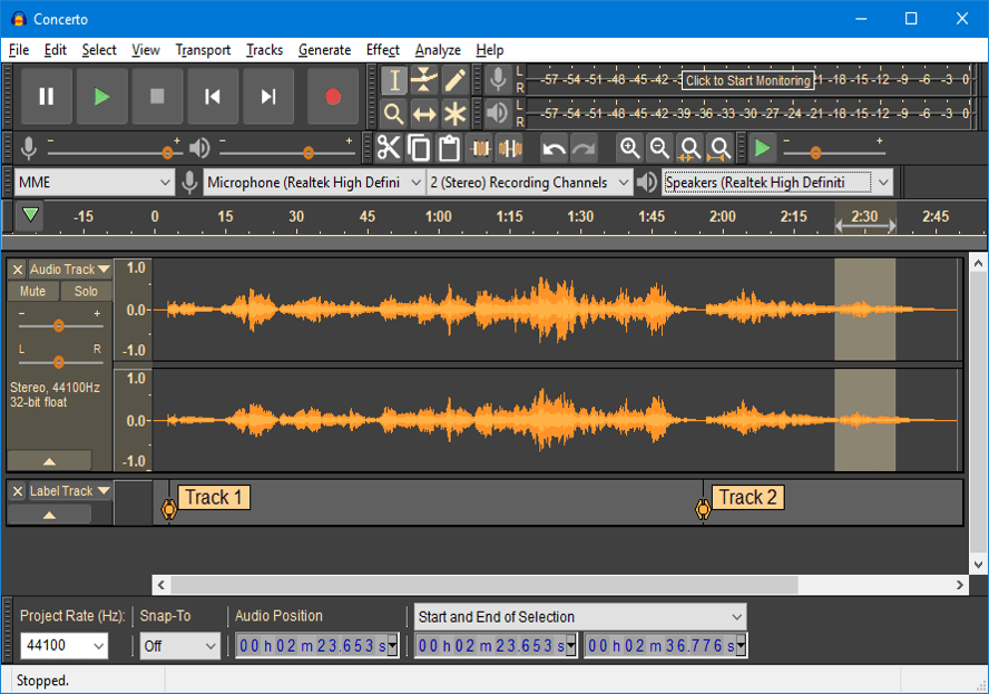 Beste lydopptaksprogramvare - Audacity