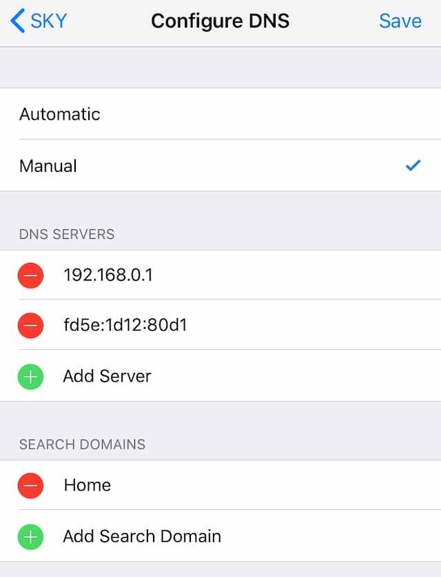 Přidejte nové servery DNS na iPhone