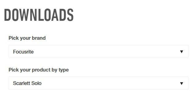Виберіть бренд і назву продукту Focusrite