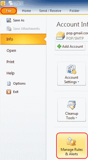 Programma Outlook 2010 pārvalda noteikumus un brīdinājumus