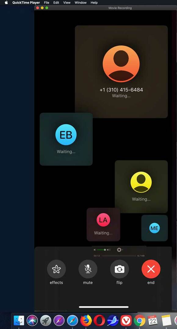 opnamegroep FaceTime-oproep vanaf iPhone met Quicktime op een Mac
