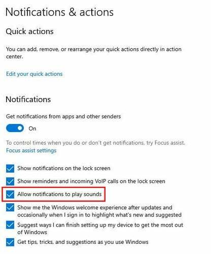通知とアクション Windows 10