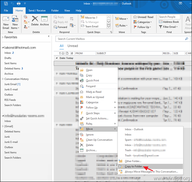 Sådan kopieres eller flyttes IMAP- eller POP3-e-mails til Office 365