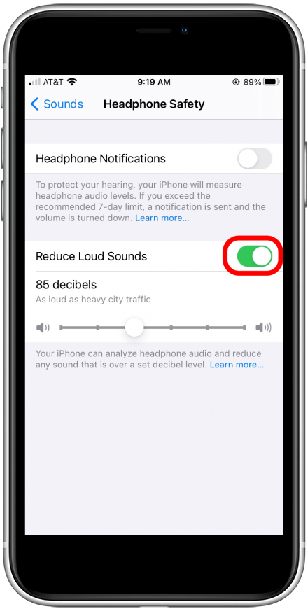 Schalten Sie die Einstellung „Laute Geräusche reduzieren“ Ihres iPhones in die Position „Aus“.