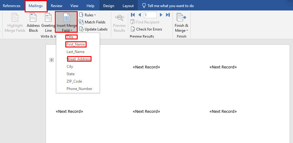 Sådan udskrives etiketter fra Excel Brug brevfletning i Word