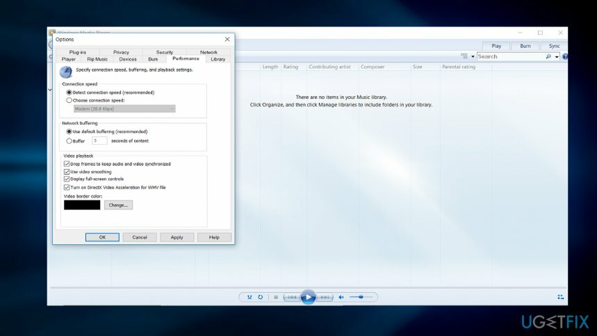 Změňte nastavení v přehrávači Windows Media Player