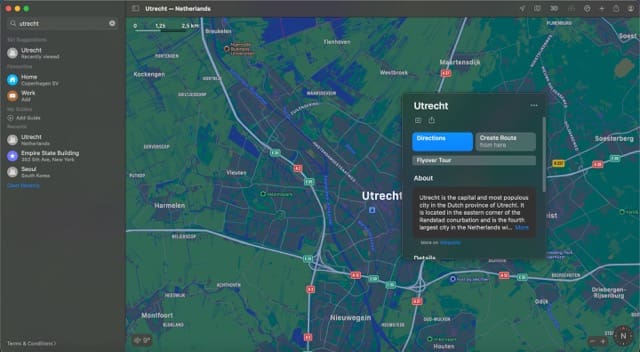 Maps Screenshot der Mac-Flyover-Tour