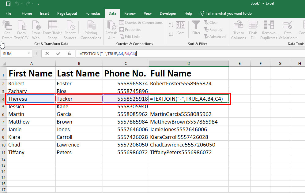 Como combinar duas colunas no Excel Aplicar função TEXTJOIN