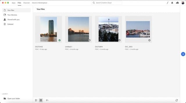 Screenshot mit einer Liste von Dateien auf Adobe CC