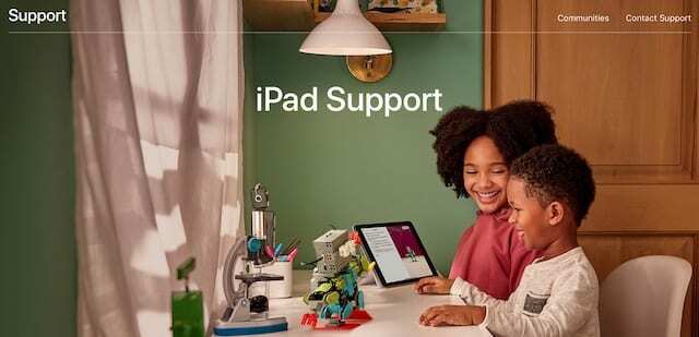 iPad-ondersteuningspagina op de website van Apple