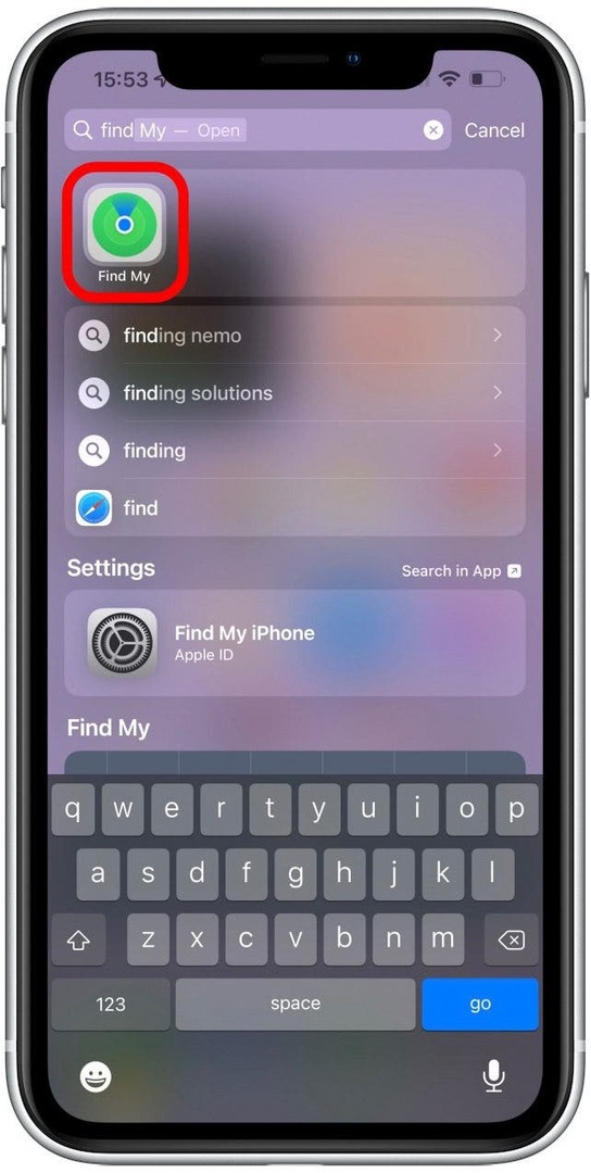 iPhoneで「FindMy」を開きます-AirpodProをリセットします