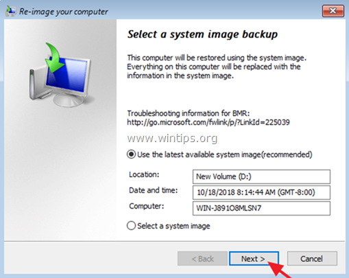 Wiederherstellung vom System-Image-Server 2k16