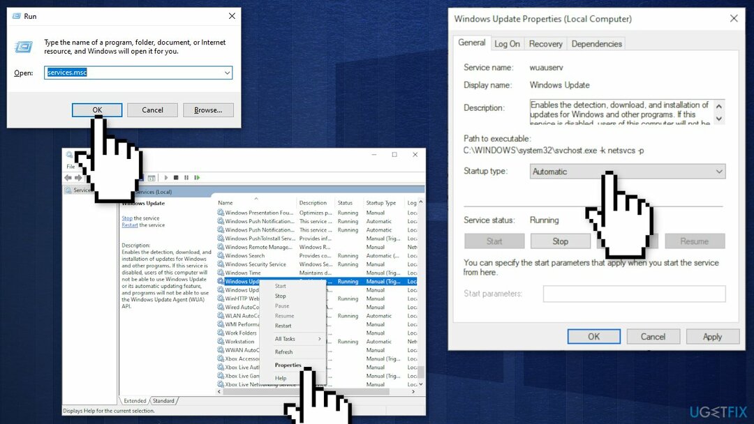 Taaskäivitage Windows Update Service