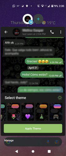 Burbuja de tema de Telegram