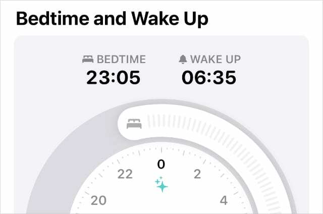 Paramètres d'heure de coucher et de réveil dans l'application Santé