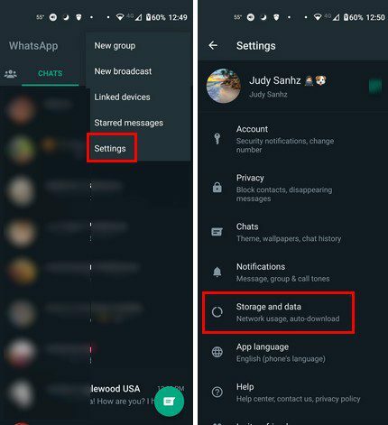 Almacenamiento de configuración de WhatsApp