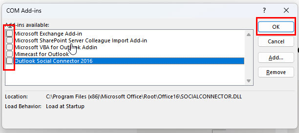 Исправьте Outlook, который не открывается в безопасном режиме, отключив надстройки