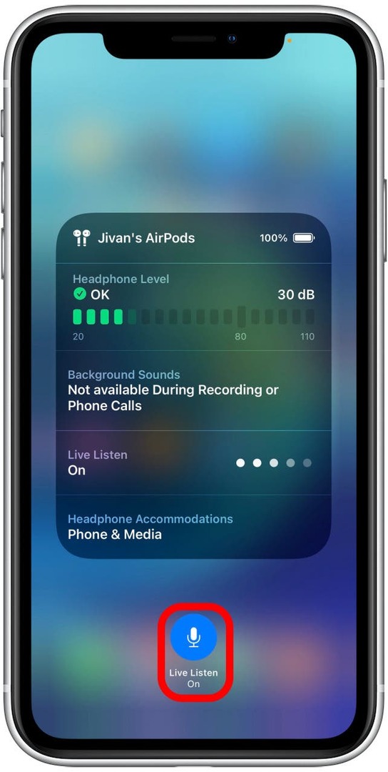 Airpods kuuldeaparaatidena Samm 2.9 – puudutage mikrofoni väljalülitamiseks