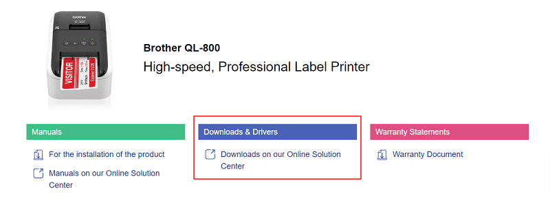 Impressora QL-800 - download e driver