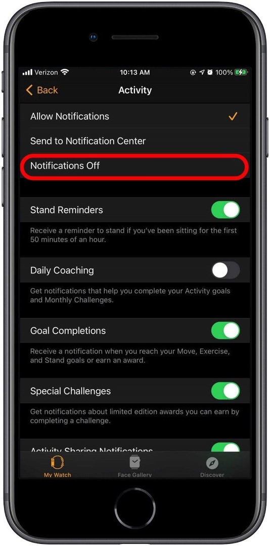Isključite sve obavijesti o aktivnostima kako biste uštedjeli bateriju Apple Watcha