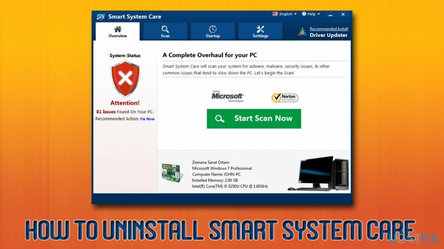 הסר את ההתקנה של Smart System Care