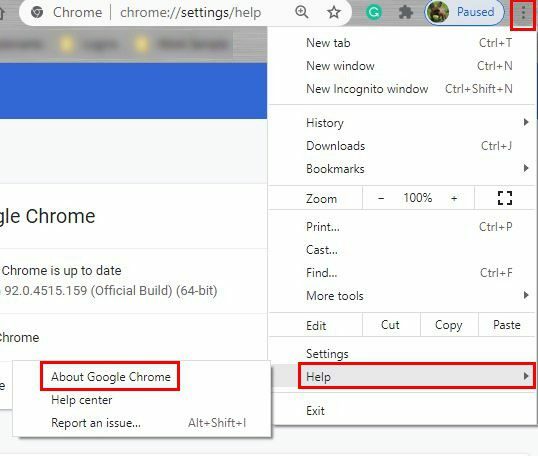 Chrome განახლების პარამეტრები
