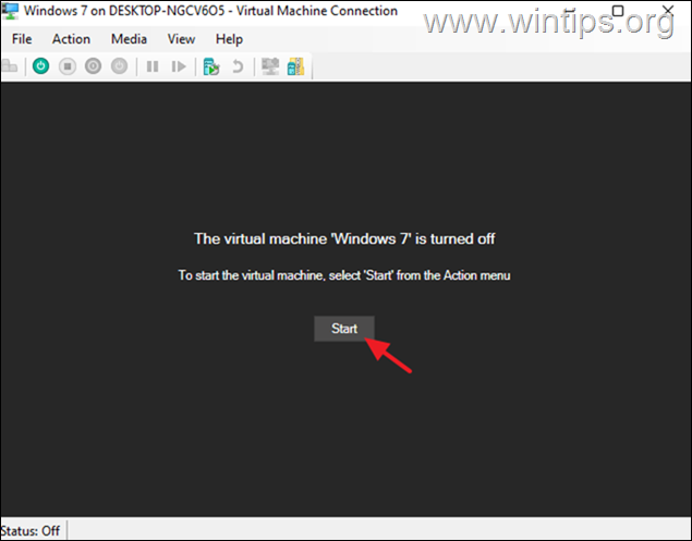 Hyper-V เริ่ม VM