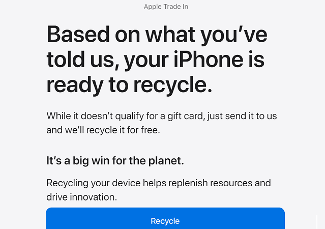 Opzione per il riciclo di Apple